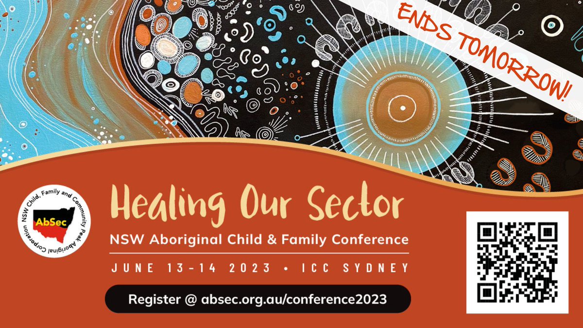 Registrations for our 2023 NSW Aboriginal Child & Family Conference close tomorrow at midday Friday, 2 June 2023. Don't miss out! Register here: absec.org.au/conference2023…. #absecconference #conference #childprotection #reconciliation