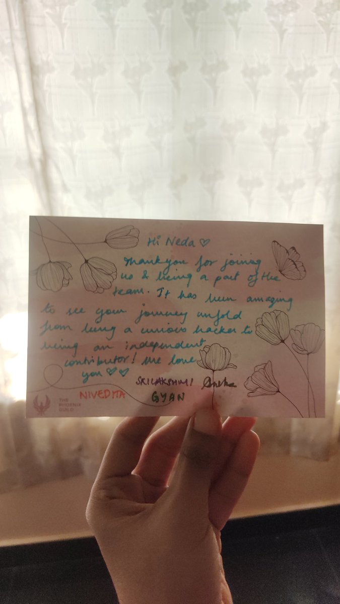 Nothing beats the feeling of getting a gorgeous note like this! <a href="/PhoenixGuildHQ/">The Phoenix Guild</a> ❣️
From being an outsider to a contributer, just #TPG Magic💫
Grateful to the team, always!!
#TPGRetreat