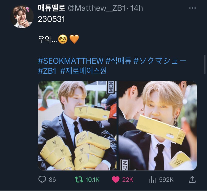 Matthew being the only member whose two of their previews from today have gotten 20k+ likes, who said stan attractor