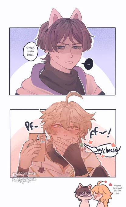 doodles of just two fools on a date
:
:
:
#原神   #GenshinImpact 
#scarather #aether 
#scaramouche  #Wanderer 