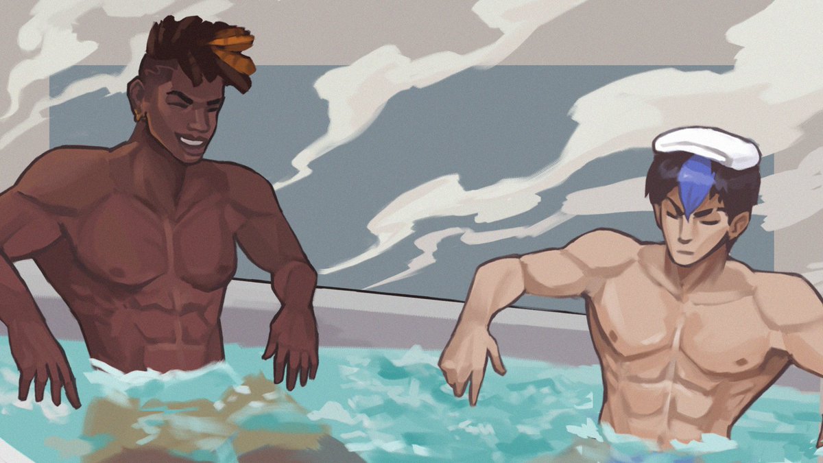 two bros chilling in a hotub