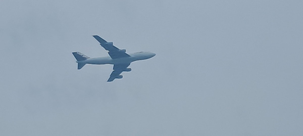 VishnuNDTV's tweet photo. Never a dull day in Indian aviation, as @Vinamralongani says. Just spotted a Boeing 747-200 overhead, a cargo aircraft, flying into Delhi from Bishkek, Kyrgyzstan. @flightradar24 doesn't have a registration. The last 747-200 was built 32 years ago &amp; just 12 remain flying. https://t.co/cZjk4sVnSz