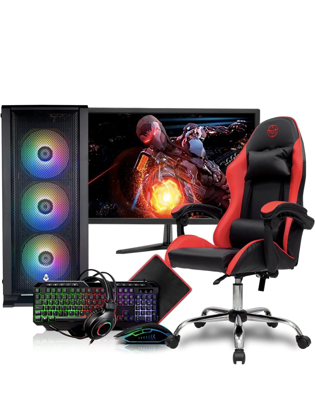 PC Gamer Completo Mancer, AMD Ryzen 5 4600G, 16GB DDR4, SSD 480GB + Monitor  21 + Cadeira Gamer