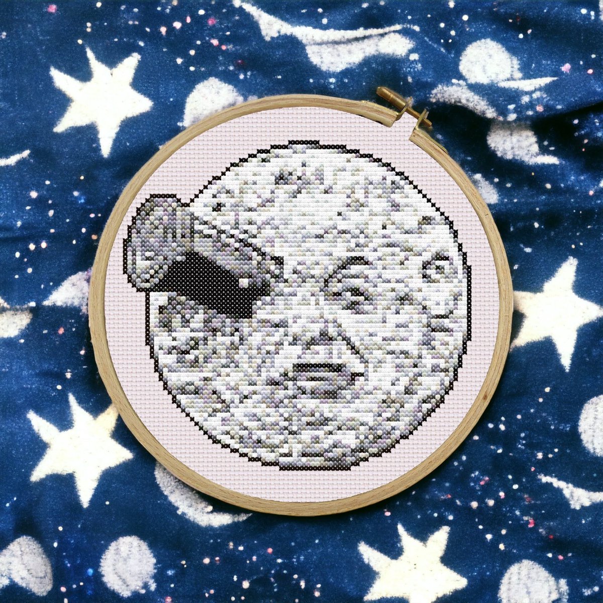 my #etsy shop: Mini Cross Stitch Pattern A Trip to the Moon PDF ONLY - Embroidery Pattern 89x90 Stitches DIY Film Lover Gift Classic Cinema Cinephile Movie etsy.me/3oJdgOQ #birthday #lunarnewyear #crossstitch #crossstitchpattern #pdfpattern #embroiderypattern