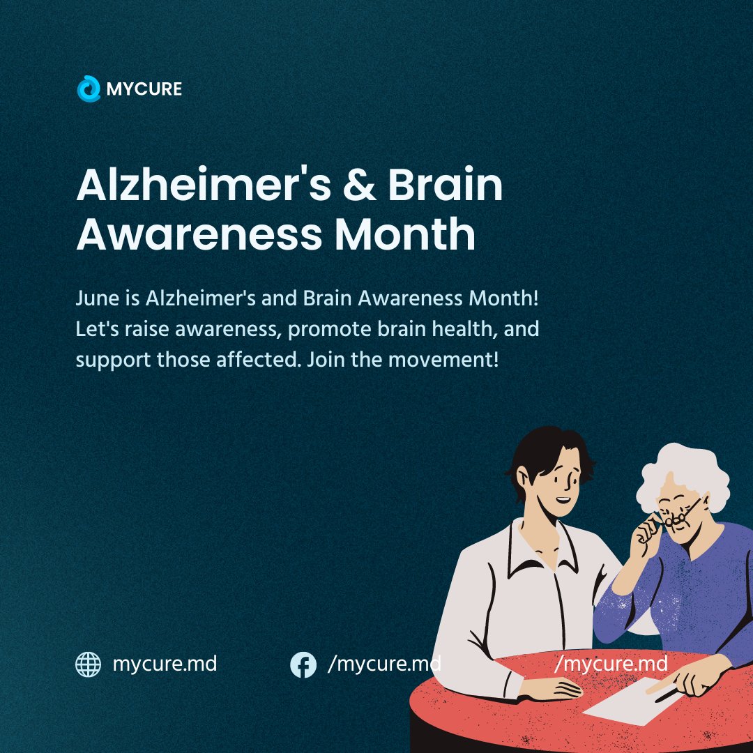 mycuremd's tweet photo. 🌟 Welcome to Alzheimer's &amp; Brain Awareness Month! 🌟
Let's shine a light on the impact of Alzheimer's and other brain-related conditions. Learn about early signs, caregiving tips, and research advancements. 💙 #EndAlzheimers #BrainAwarenessMonth https://t.co/FmVqxdhrPv