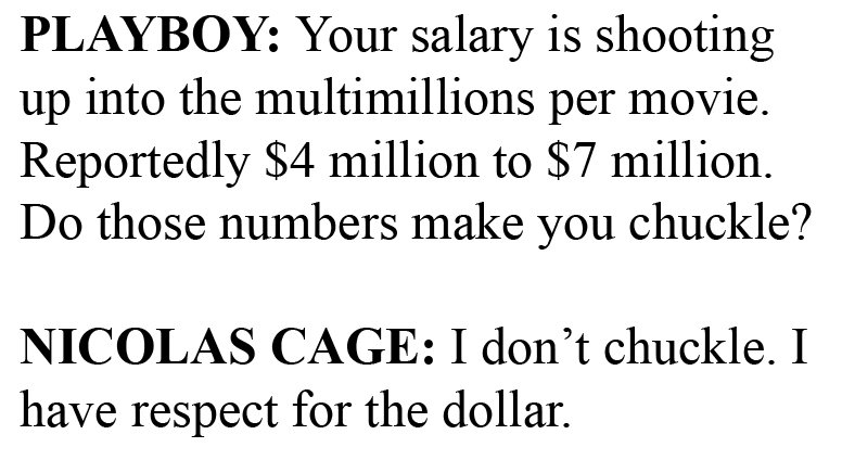 JFrankensteiner's tweet photo. “I don’t chuckle. I have respect for the dollar.” https://t.co/d3YuDSb82u