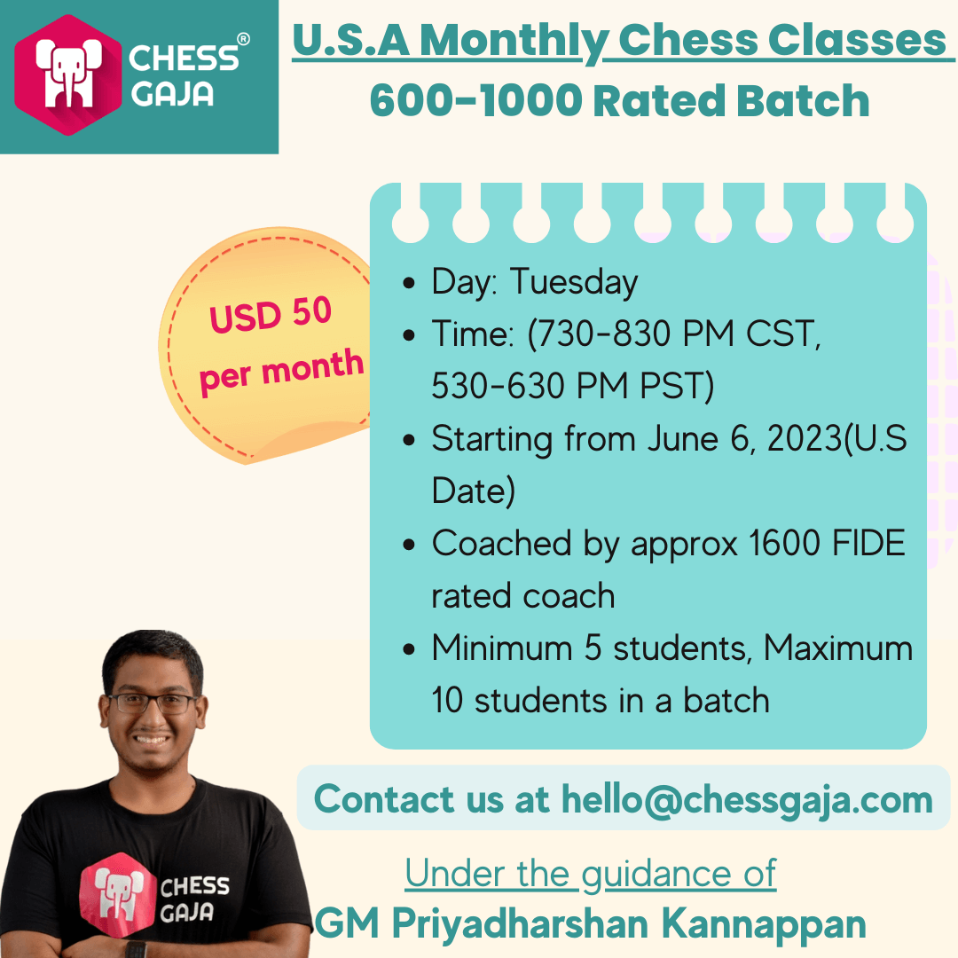 Looking to take your chess game to the next level? Join our monthly online training program in June 2023!

3 slots have been filled!! Hurry Up!!

#chess #ChessOnline #chesslessons #chesstournaments #ChessGaja #chessplayer #chesslover #hobby #hobbiesandpassion #activityforkids