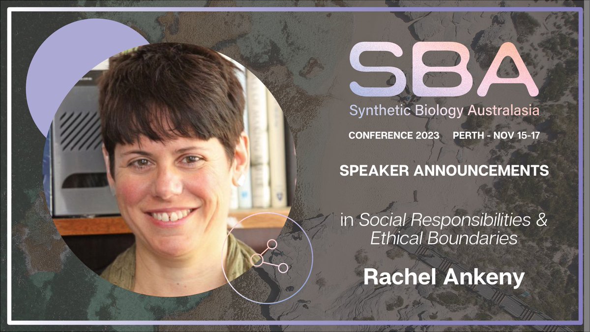 Synthetic Biology Australasia (SBA) (@synbioausasia) on Twitter photo Excited to have <a href="/ankeny_rachel/">Rachel A. Ankeny (she/her)</a> as a speaker at #SynBio2023 conference. An interdisciplinary expert in history and philosophy of science and bioethics. Join us to explore the fascinating world of synthetic biology with her insights. ⚖️🧬🧪<a href="/UoA_Innovation/">Innovation & Commercial - University of Adelaide</a>
‼️ Submit abstracts: Excited to have <a href="/ankeny_rachel/">Rachel A. Ankeny (she/her)</a> as a speaker at #SynBio2023 conference. An interdisciplinary expert in history and philosophy of science and bioethics. Join us to explore the fascinating world of synthetic biology with her insights. ⚖️🧬🧪<a href="/UoA_Innovation/">Innovation & Commercial - University of Adelaide</a>
‼️ Submit abstracts: