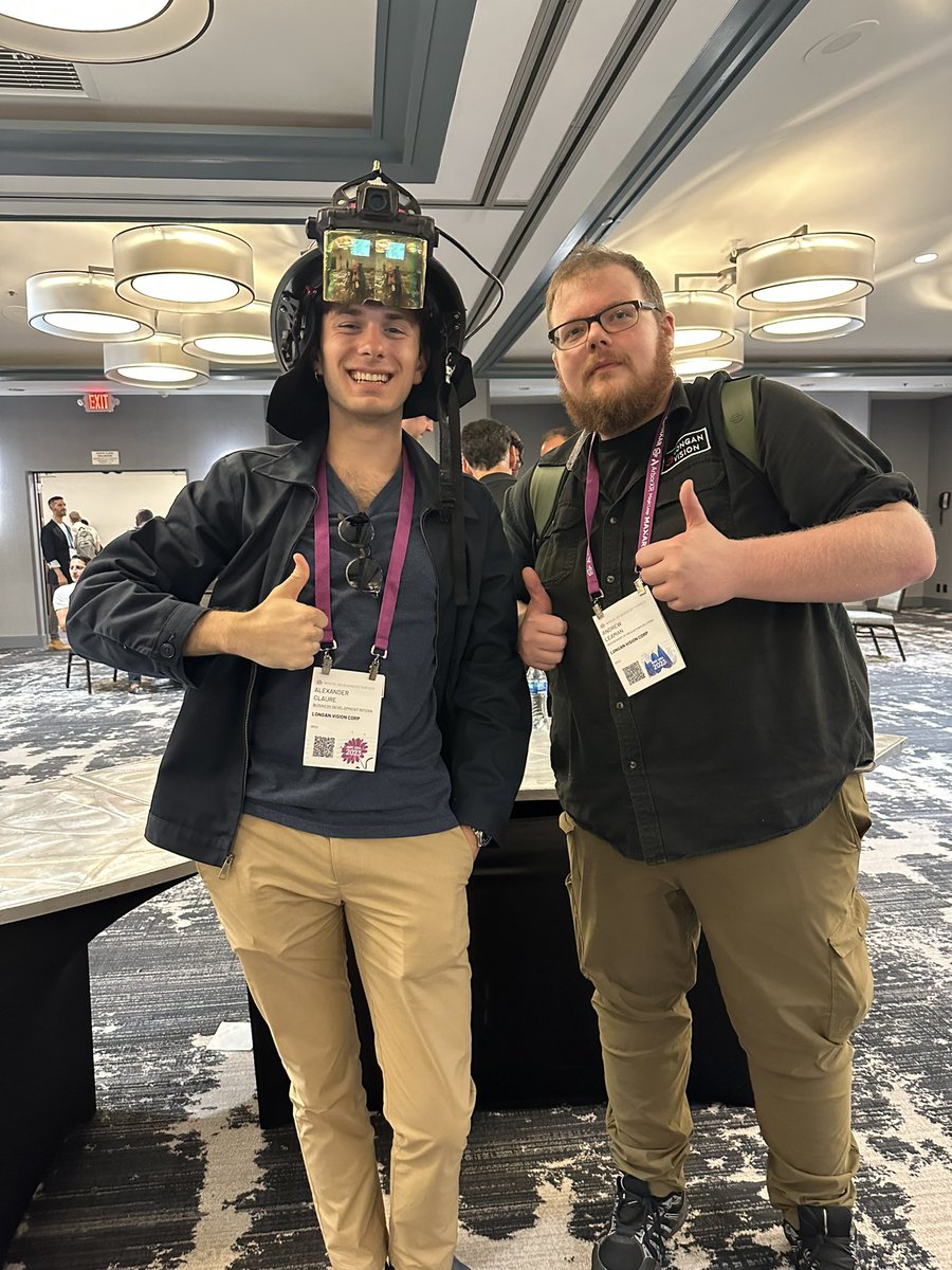 ncubeeight's tweet photo. Experiencing the newest AR helmet for firefighters to see overlays of people in a smoke-filled environments with infrared outline using Longan Vision Corp helmets at #AWE2023 https://t.co/VtZw6sqNuU