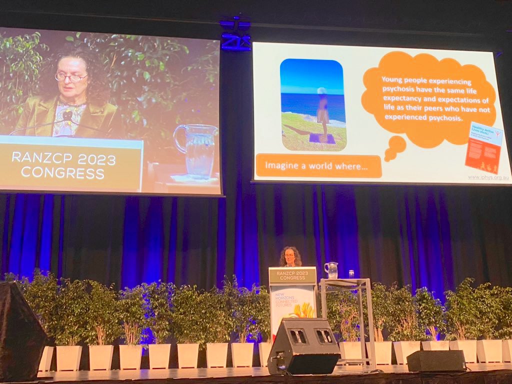 RANZCP's tweet photo. @jackie_curtisAU sharing the outcome of a 12 week lifestyle intervention. People with #mentalillness often do not receive the same physical health treatment as those without a mental illness. We need to ensure everyone receives quality mental and physical health care #RANZCP2023 https://t.co/lVNfI5BgyD
