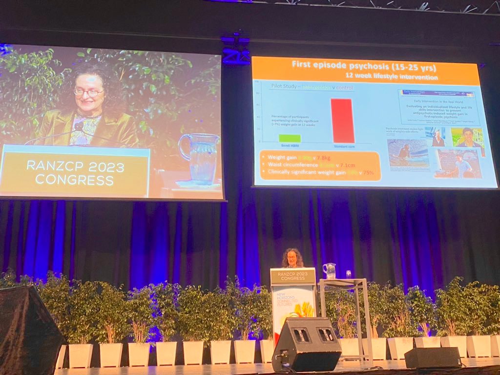 RANZCP's tweet photo. @jackie_curtisAU sharing the outcome of a 12 week lifestyle intervention. People with #mentalillness often do not receive the same physical health treatment as those without a mental illness. We need to ensure everyone receives quality mental and physical health care #RANZCP2023 https://t.co/lVNfI5BgyD