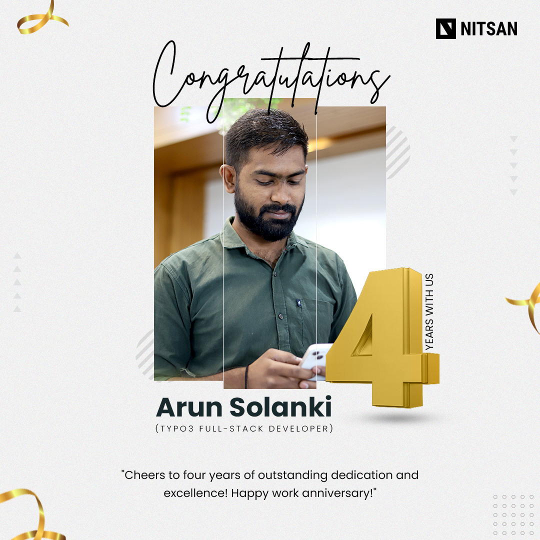 Happy 4th Work Anniversary! Arun Solanki

🚀Time flies when you're doing amazing work. 👏Your dedication and hard work are truly commendable. 🎯Here's to four years of success, growth, and making a difference! Keep shining! 🌟

#achievements #growth #milestone #workanniversary