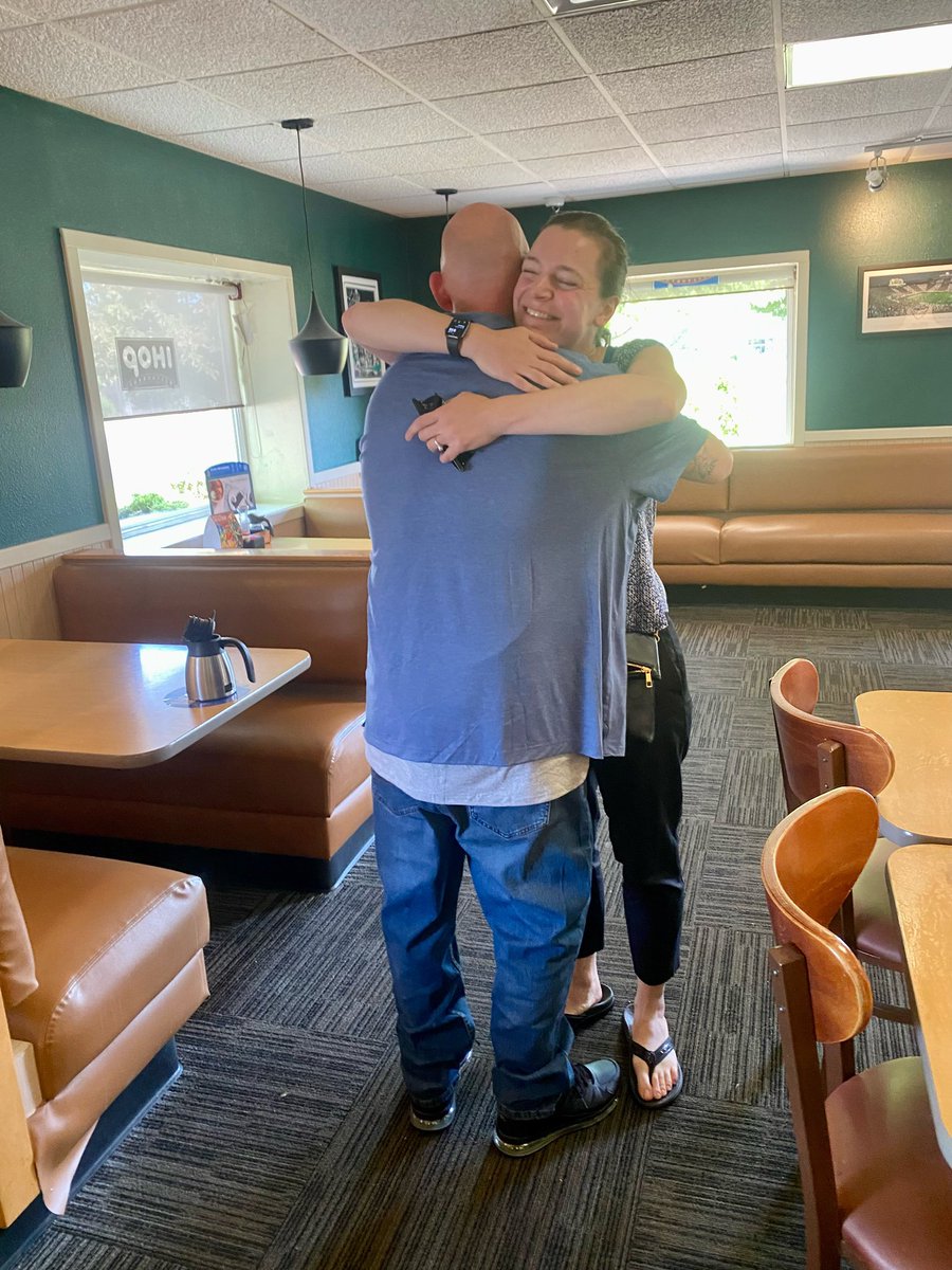 SADOreentry's tweet photo. Today, we welcomed home our client David Melfi. There’s nothing like dogs, donuts, and hugs after 28 years of incarceration. Pictured here with his lawyer Claire Ward and reentry team lead Anna Kohn. https://t.co/HC7LK0KBhw