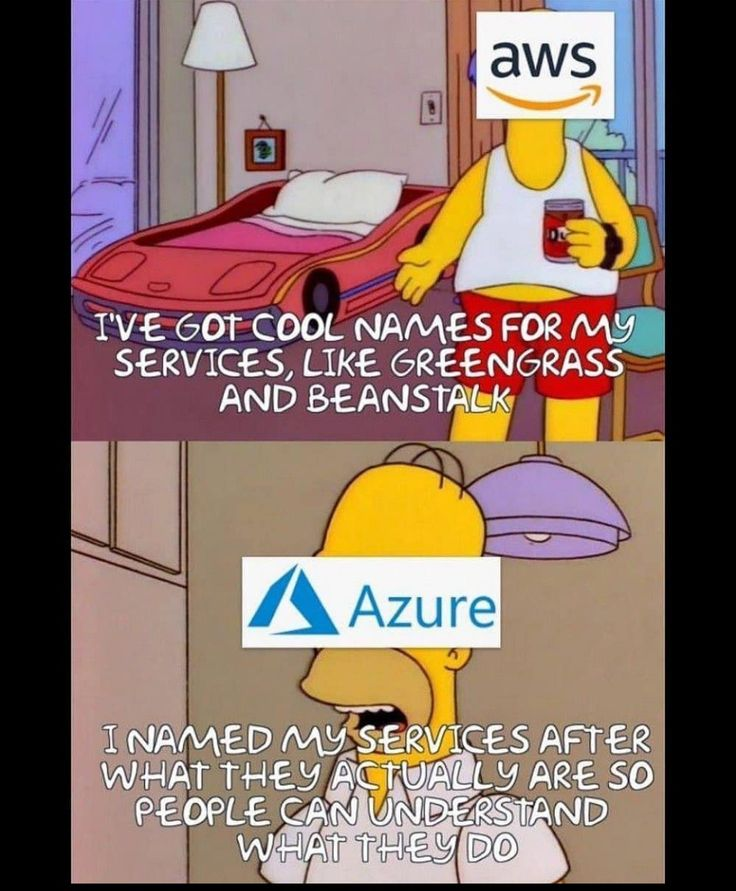 Why Azure, don't you know that only the coolest names make it in this IaaS world?!?!

#microsoft #azure #aws #sysadmin #iaas #Cloud #meme #funny #changeyourpassword