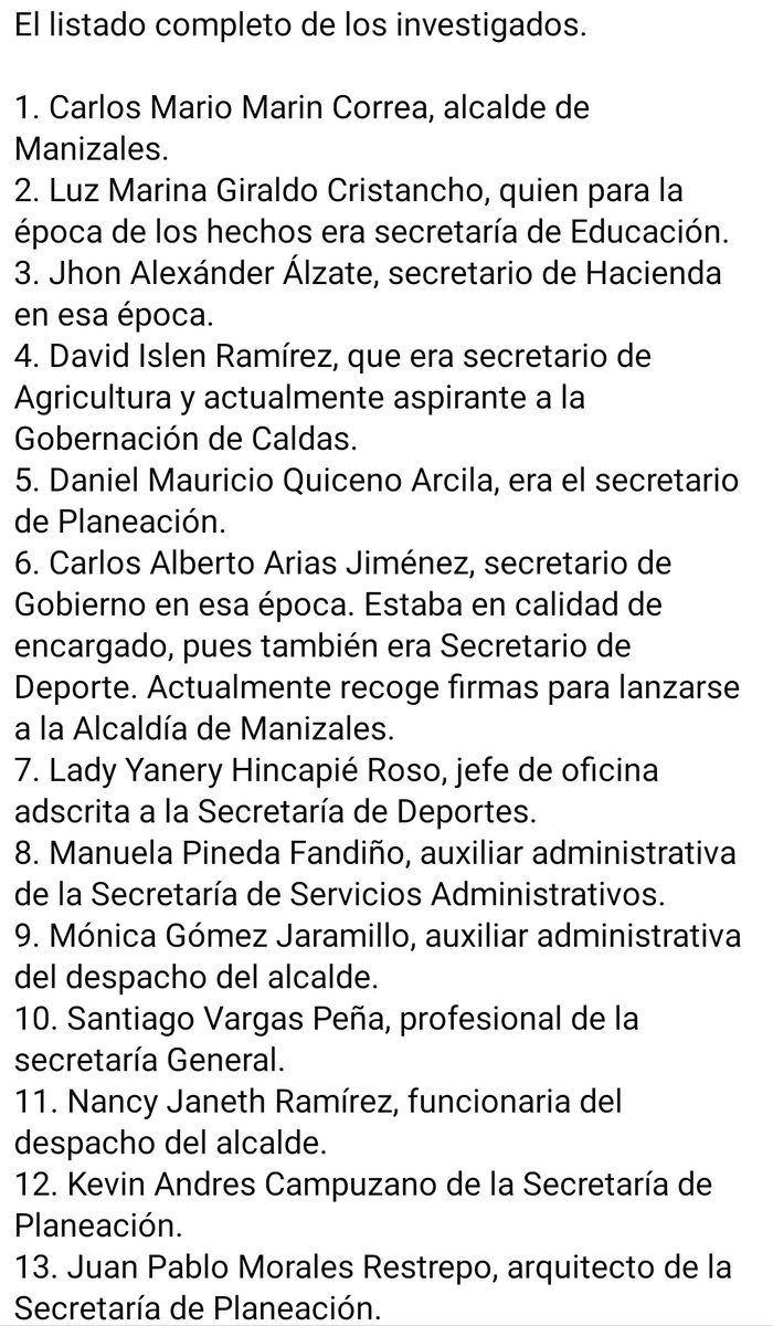 ConyMontoyaNar's tweet photo. Si la memoria no me falla es la primera vez que 18 funcionarios de la Administración municipal incluido el Alcalde de nuestra ciudad son investigados por los mismos hechos.
#ManizalesMasInvestigada
(Noticia publicada por La Cariñosa Manizales.) https://t.co/giuFRWN0rp
