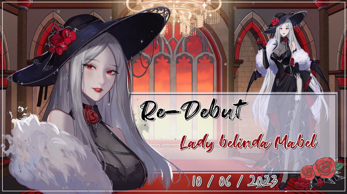 mabelvampire's tweet photo. 🍷Re-Debut 🍷

✨Lady Belinda Mabel 
❤️10/06/2023 | 8pm(GMT+7) 

กลับมาแล้วนะ ถึงจะนานไปหน่อยแต่ก็กลับมาแล้ว เจอกันนะ เหล่าสาวกแวมไพร์❤️
#Vtuber #VtuberTH #VtuberDebut https://t.co/tu5El4hyF5