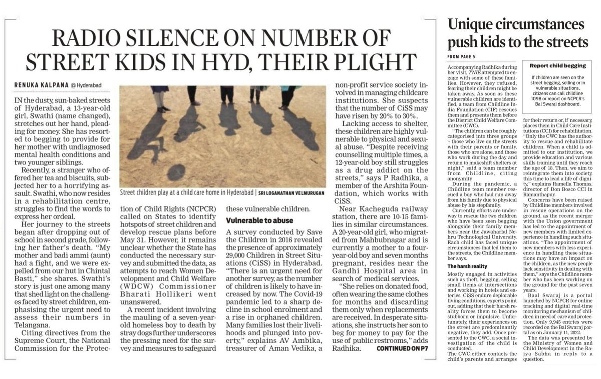 Radio Silence on Number of Street Kids in Hyderabad, Their Plight.  | @RenukaKalpana

@NewIndianXpress @XpressHyderabad @Kalyan_TNIE @shibasahu2012 @CHILDLINE1098 #StreetChildren #Child #Helpline