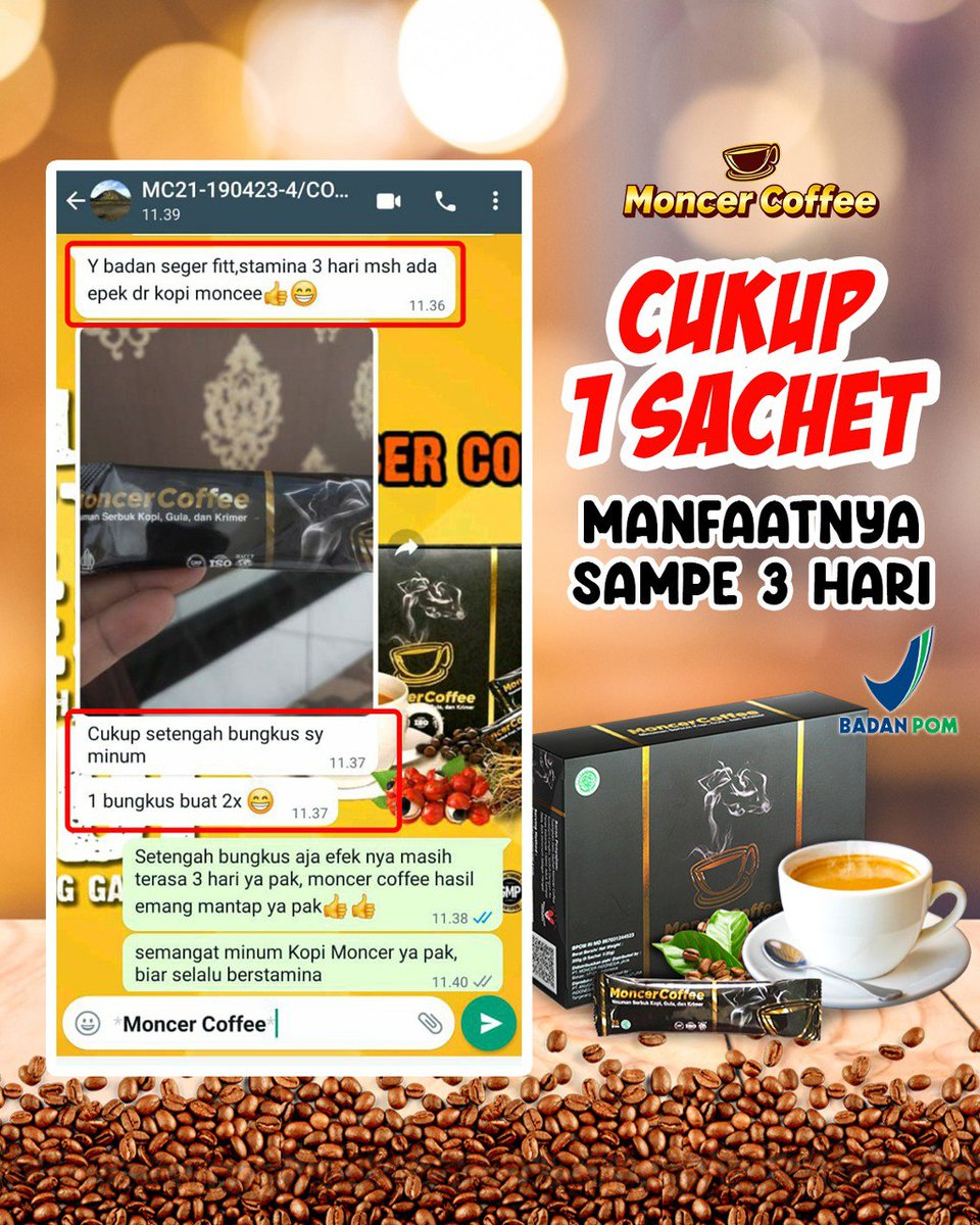 moncerofficial's tweet photo. TESTIMONI TERBARU MONCER COFFEE😍
. 
Sekarang Giliran Anda Yang Membuktikan Kesaktian Moncer Coffee💪
.
➡️Beli 1 Box Isi 8 Sachet 299ribu, gratis ongkir silakan bisa langsung hubungi CS kami disini ya kak 👇
https://t.co/JSFQrTpLVl https://t.co/5RUUP4uujF