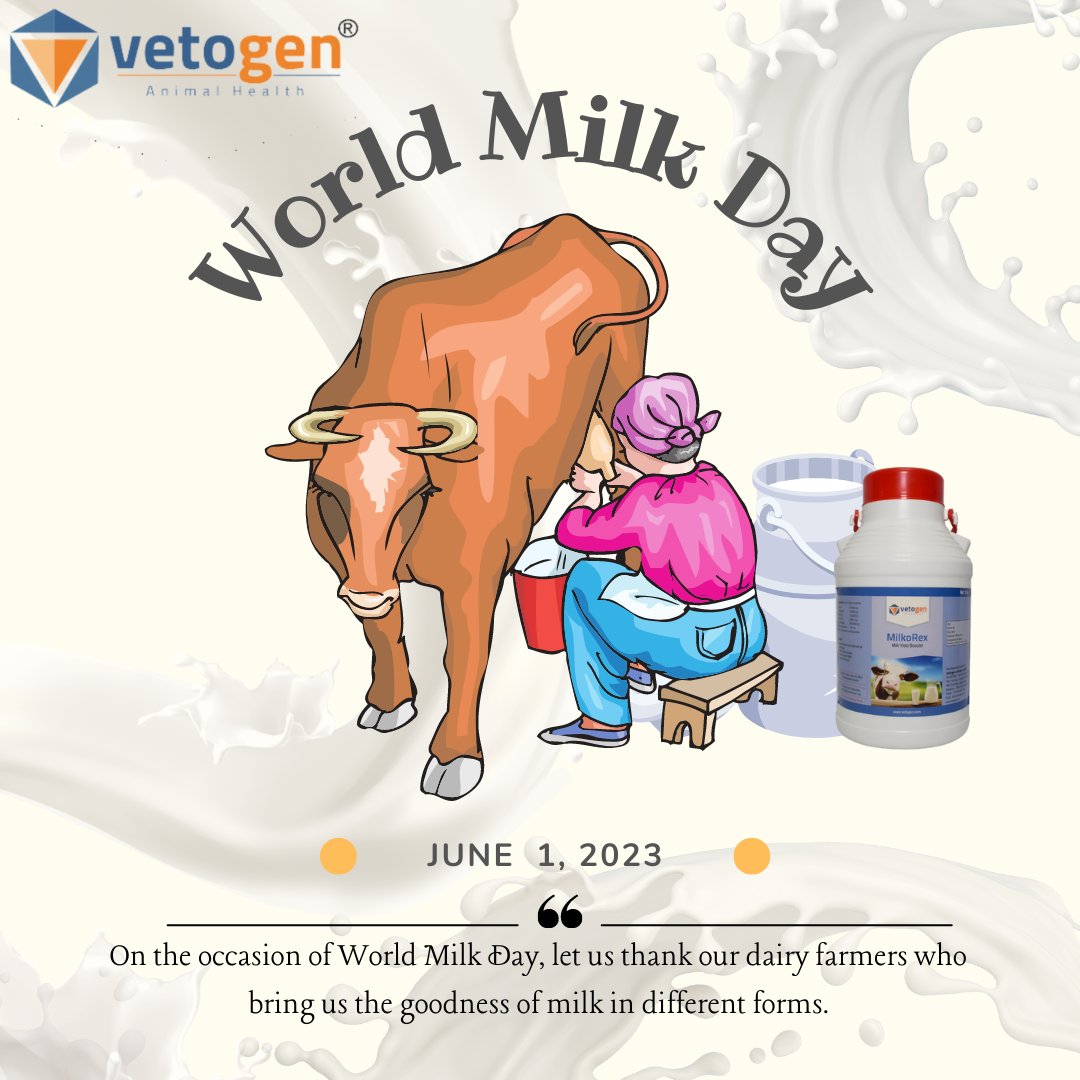 Happy World Milk Day#Vetogen
#VetogenAnimalHealth
#MilkSupplementDay #FeedWithMilk #MilkBoosts #HealthyHerdMilkDay #MooToGrow #SupplementingWithMilk #MilkNutrition #MilkFeedingDay #MilkForOptimalGrowth #PowerfulMilkSupplements