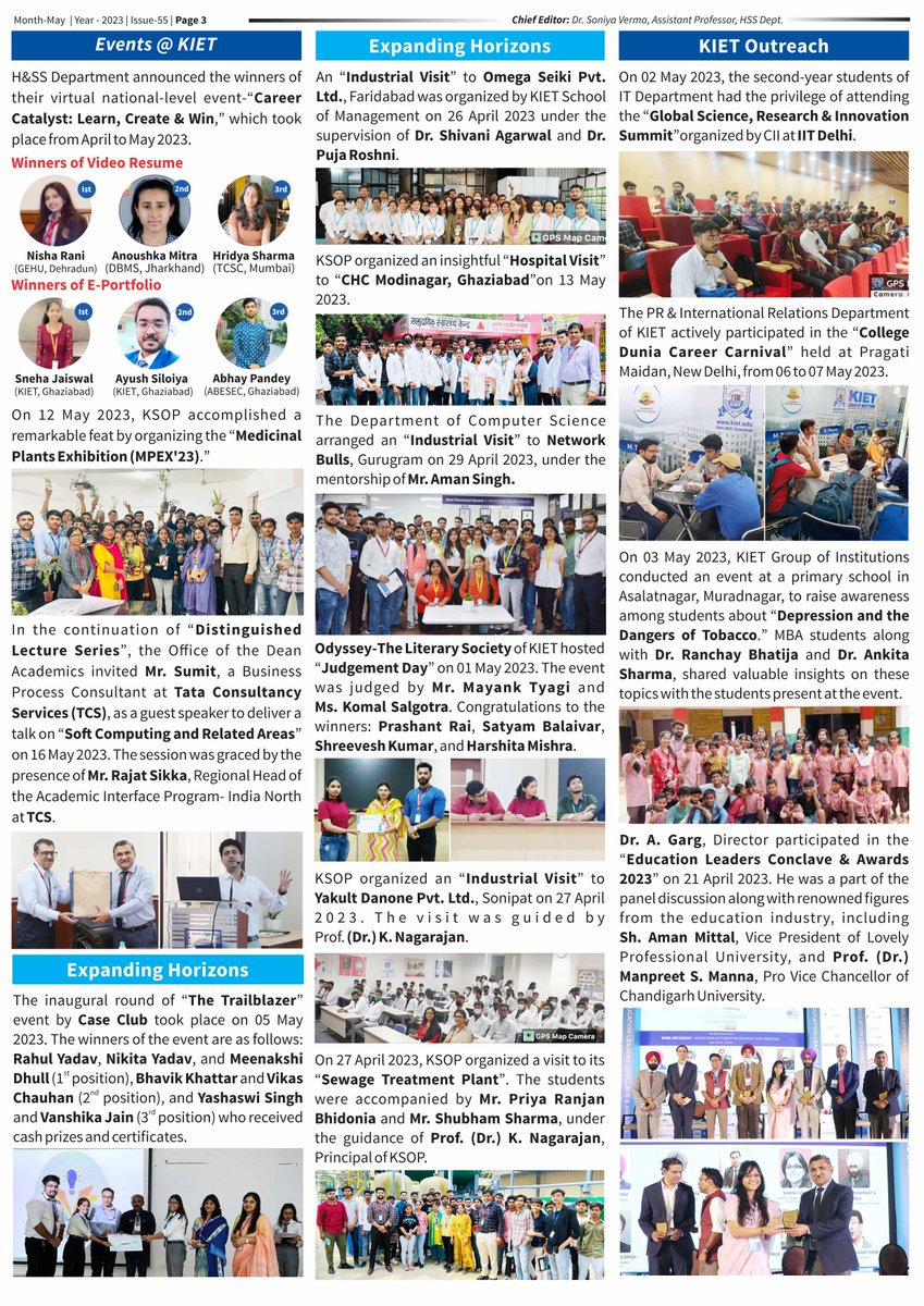 Kiet_edu's tweet photo. Unveiling the May 2023 edition of KIET Chronicle - The College Newsletter: A canvas of triumphs, innovations, and remarkable strives.
#kiet #kiet_group_of_institutions #ghaziabad #aktu #KIET_Chronicle #KIETChronicleMay2023 #LatestNews #KIETNews #May2023 #CollegeNewsletter https://t.co/WxDLlfMiQf