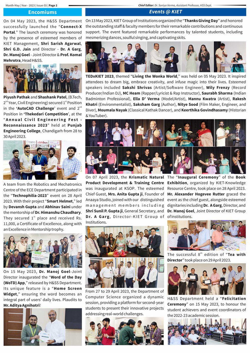 Kiet_edu's tweet photo. Unveiling the May 2023 edition of KIET Chronicle - The College Newsletter: A canvas of triumphs, innovations, and remarkable strives.
#kiet #kiet_group_of_institutions #ghaziabad #aktu #KIET_Chronicle #KIETChronicleMay2023 #LatestNews #KIETNews #May2023 #CollegeNewsletter https://t.co/WxDLlfMiQf