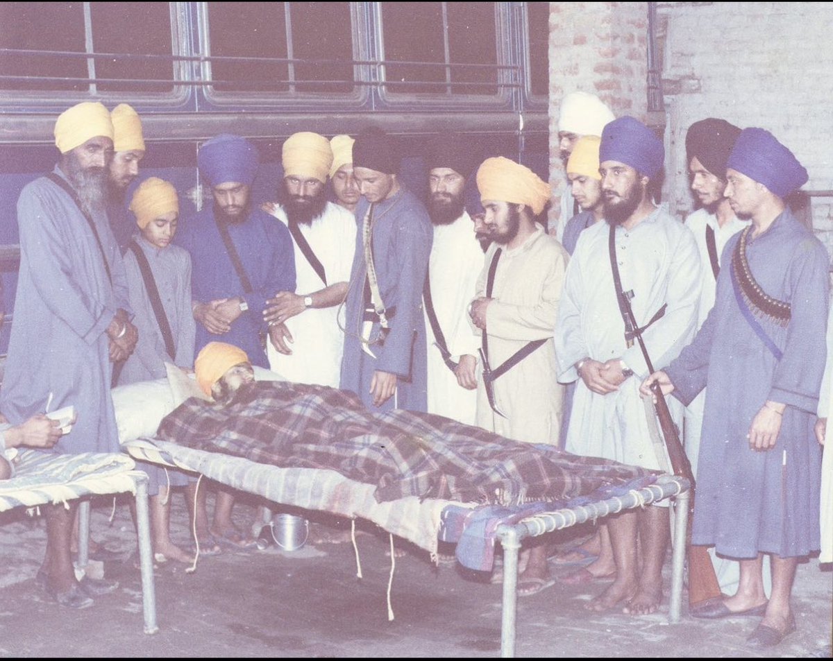 A Shaheed Singh of Damdami Taksal, who attained martyrdom as a result of firing done by BSF. The firing had started after members of paramilitary forces chased two Sikhs,entering from the bazar towards the Akal Takht. As a result the firing had begun
June 1-1984