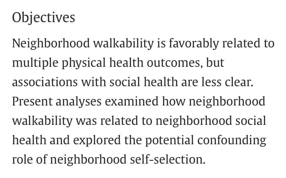BrentToderian's tweet photo. STUDY: Walkable neighbourhoods don’t just support physical health (&amp; lower public costs, reduced pollution, climate change mitigation etc), they also support social connection/health as well (other studies have connected physical exercise &amp; mental health).
https://t.co/hy3i6z43I1 https://t.co/5N3IGgApbj
