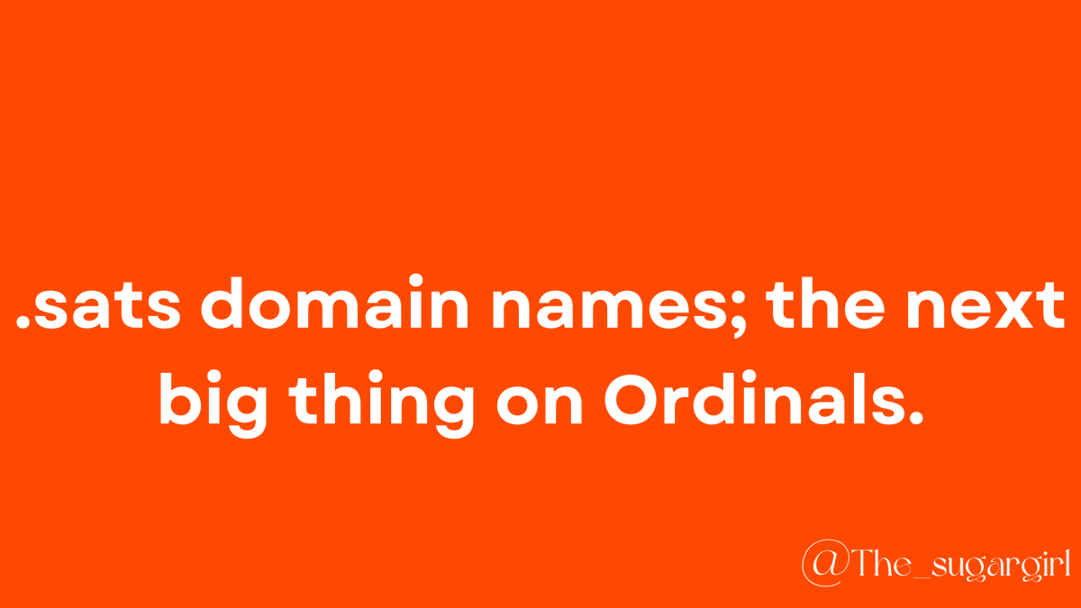 With the recent wave of Ordinals and BRC-20, .sats domain names are likely to be the next big thing.

They are getting high market acceptance and recognition and you shouldn’t fade it.

As at the time of this writing, 228,907 .sats names have been inscribed on the BTC chain.

1/