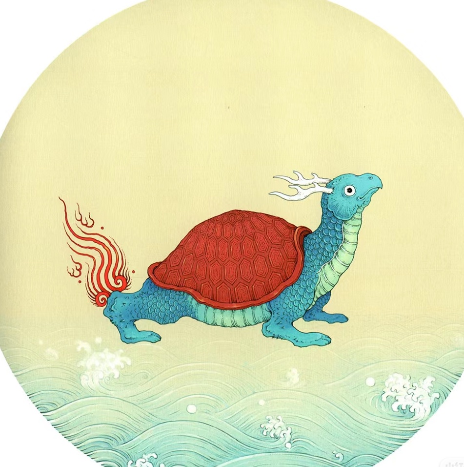 Turtle is one of the auspicious animals in Chinese culture. It symbolizes strength&longevity. In a folktale, a turtle helped an emperor tame the flooding water of the Yellow River; in another, a small turtle turned into a giant one&carried people across the sea.
 
🎨From unknown