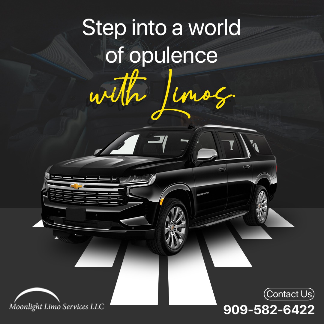 Step into the lap of opulence and enjoy the ride with our magnificent limousines.

Contact: 909-582-6422
Visit -www.moonlightls.com

#OpulenceOnWheels #LuxuryLimos #RideInStyle #PremiumTransportation #LavishJourneys #LuxuryTravel #OpulentLifestyle #PamperedRides #GrandEntrance