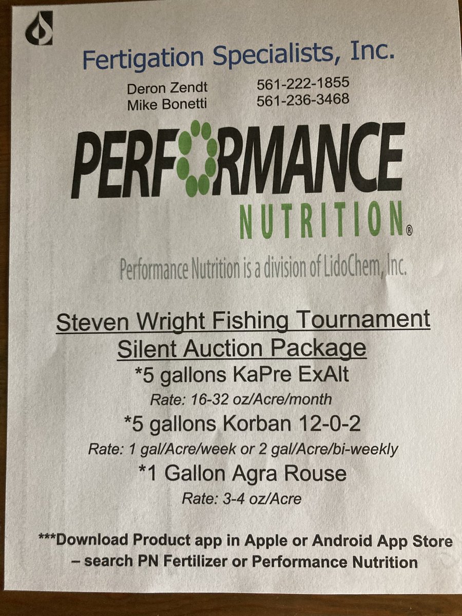 Palm Beach GCSA (@pbgcsa) on Twitter photo Thank you to Fertigation Specialists for donating the products listed on the flyer below for the 22nd Annual Steve Wright Classic. The value is $1000. Please respond to this thread with your bids. <a href="/deron_zendt/">Deron Zendt</a> Thank you to Fertigation Specialists for donating the products listed on the flyer below for the 22nd Annual Steve Wright Classic. The value is $1000. Please respond to this thread with your bids. <a href="/deron_zendt/">Deron Zendt</a>