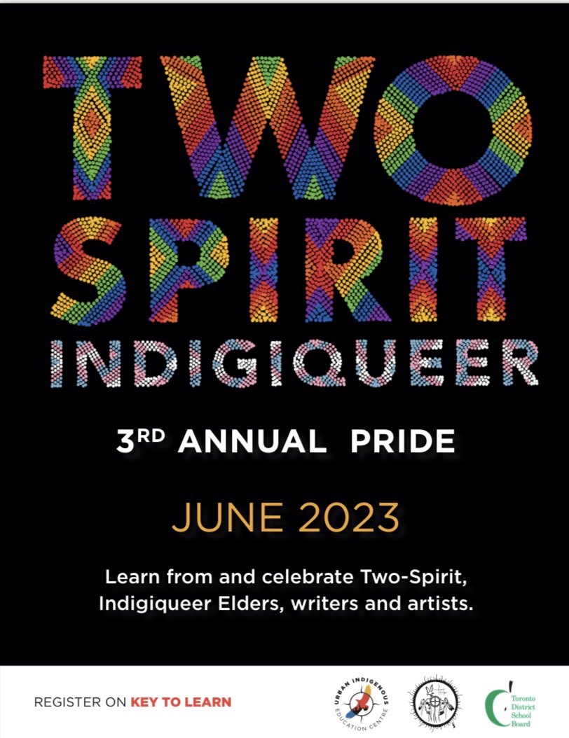 Our 3rd Annual Two-Spirit & Indigiqueer Pride honours & celebrates the joy, brilliance, love, courage, creativity & thrivance of Two-Spirit, Indigiqueer & LGBTQ First Nations, Métis & Inuit folks, their connections to land & rights to self-determination #UNDRIP #Pride2023
