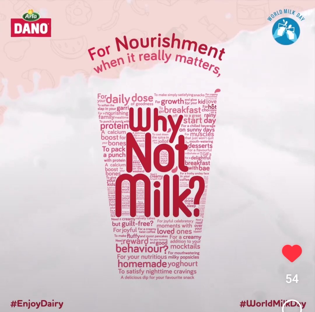 My favourite way of enjoying milk is; taking a glass of milk daily because 'A glass of milk a day, keeps heart disease away'
@danomilk_ng
#WhyNotMilk #DanoMilkOClock #EnjoyDairy
