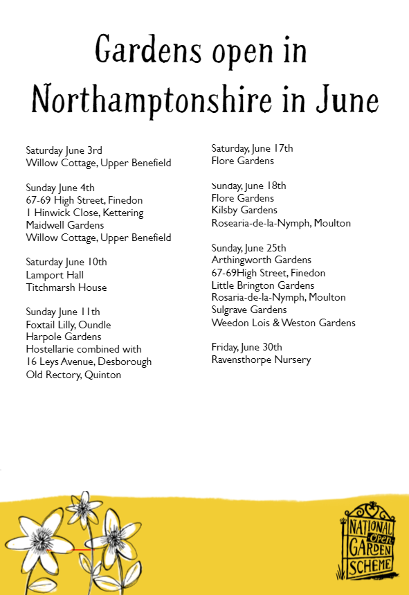 As usual, June is a busy month for garden openings. Here is a list of gardens open in Northamptonshire during June.
rb.gy/wktlm
