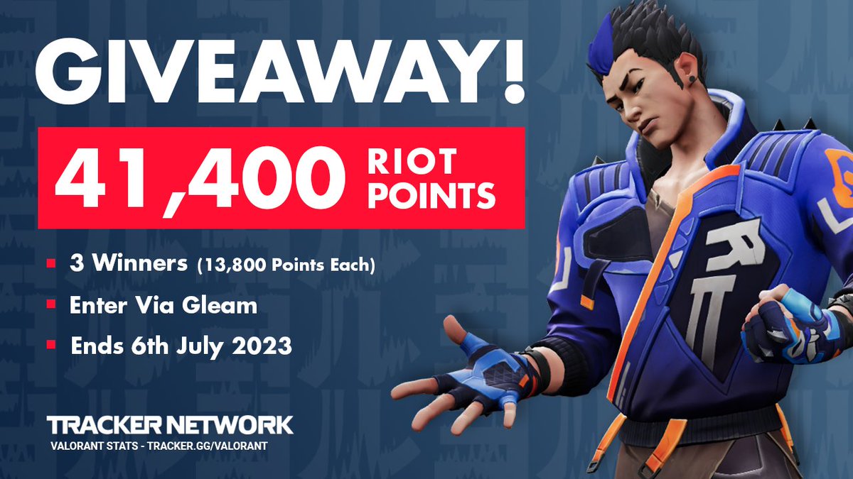 We're doing another 41,400 Riot Points giveaway! 🎉

We're giving away 41,400 RP split between 3 of our #VALORANT app users! 

Download our app and enter the giveaway here: go.tracker.gg/sYkygc

Giveaway ends 6th July. Good luck!