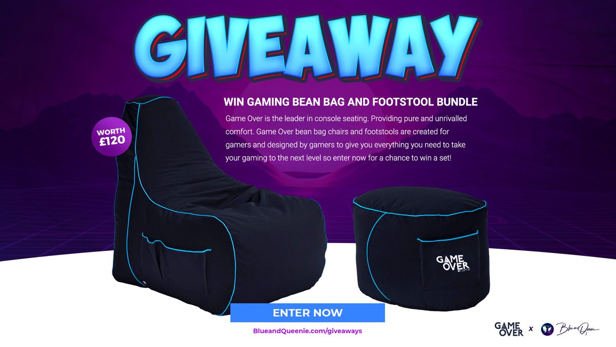 🚨 BEAN BAG CHAIR + FOOTSTOOL GIVEAWAY 🚨

We're teaming up with @game_overuk to bring you the most comfortest #giveaway ever of the chance to win the ultimate bean bag chair and footstool!

💙 Follow <a href="/BlueandQueenie/">Simon Blue</a>
💜 Follow <a href="/QueenieandBlue/">Row Queenie 🏳️‍🌈</a>
➡️ Enter blueandqueenie.com/giveaway #ad