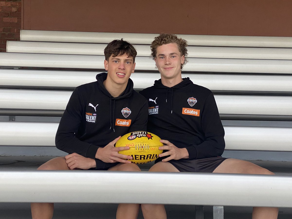 Ben De La Rue and Andrew Shipp played in Springvale's VFL premiership team in 1998. Twenty-five years on their sons Kade and Kobe are playing at Dandenong Stingrays, teammates and best mates. They're terrific young men. And they might give the AFL draft a shake too.