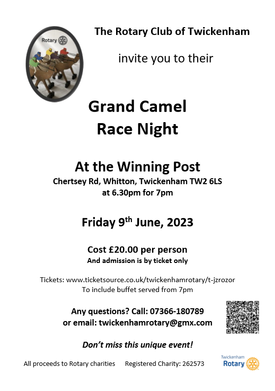 Just a reminder that our Grand Camel Race is fast approaching.
Get your tickets now!