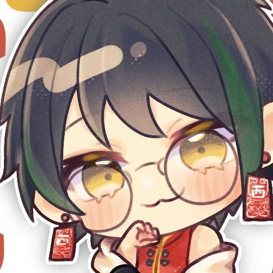 glasses chibi 1boy male focus black hair solo yellow eyes  illustration images