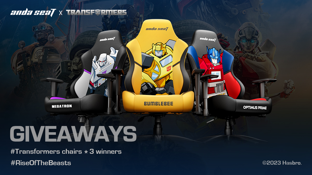 🚨AndaSeat #Transformers Giveaway🚨
Chances to win epic #RiseOfTheBeasts movie tickets and a comfy chair
To enter:
1⃣Follow @andaseatchair ,❤️ and RT
2⃣Check out andaseat.com and tell us your favorite character, design it as your favorite chair

Ends on 8th 12am June