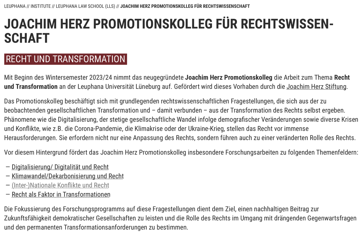 till_holterhus's tweet photo. AUSSCHREIBUNG: Neun(!) Vollstipendien (1.750€/Monat) für eine Promotion im »Joachim Herz Promotionskolleg: Recht und Transformation« an der Leuphana Law School zu vergeben. Bewerbungsschluss 11.06.2023. Alle Infos hier: https://t.co/w2txwW4j25 https://t.co/a1YsLUlM0i