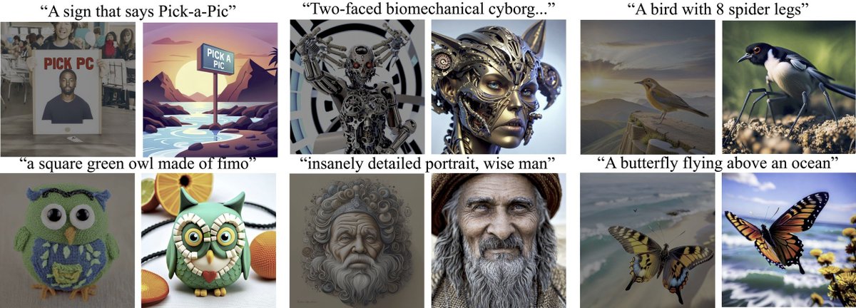 StabilityAI's tweet photo. Researchers at Stability AI helped collect and create Pick-a-Pic - an open dataset of user preferences of AI-generated images.

This dataset will enable improvements in future text-to-image models!

Learn more on our new research blog:
https://t.co/TdwtgQPio8 https://t.co/7uQa1gd1nd