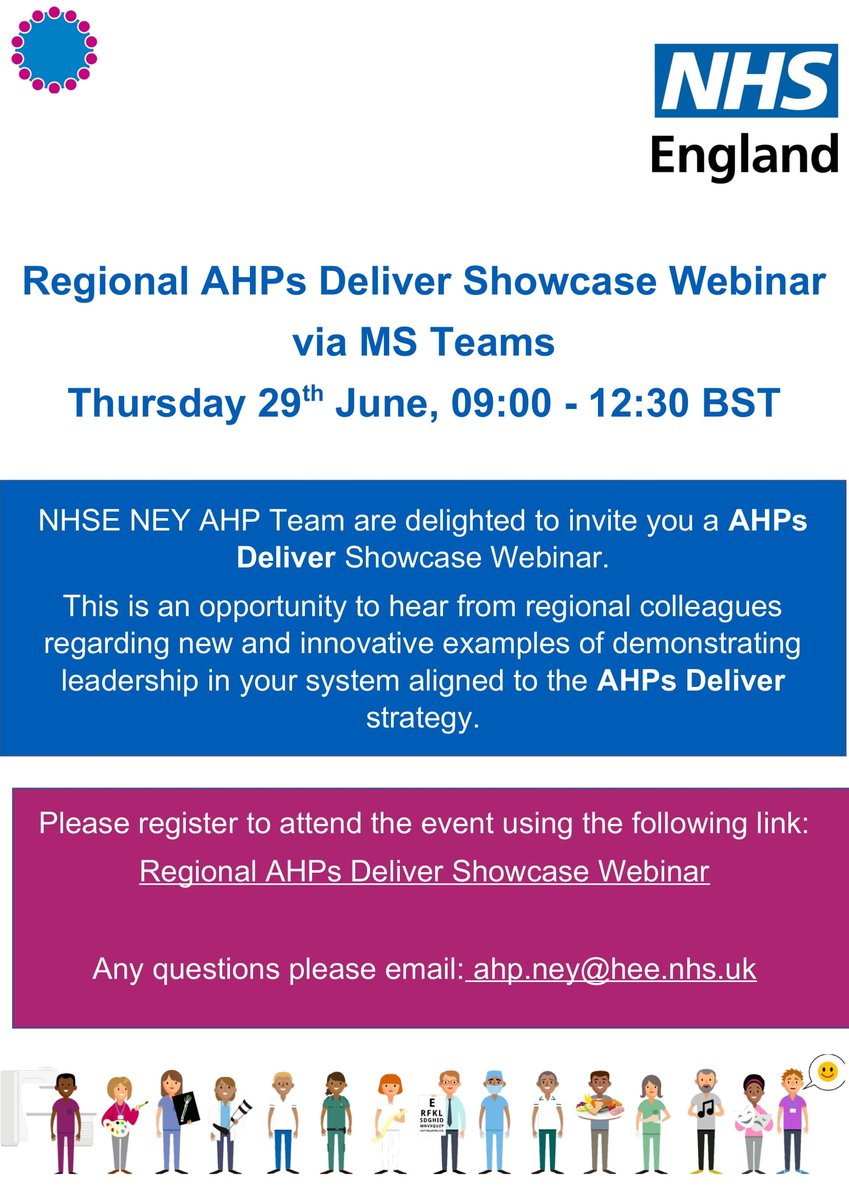 North East & Yorkshire #AHPs please join us for our Regional #AHPsDeliver showcase webinar 👇
Register via this link events.teams.microsoft.com/event/8b32c8d3…
Looking forward to seeing you there 😊