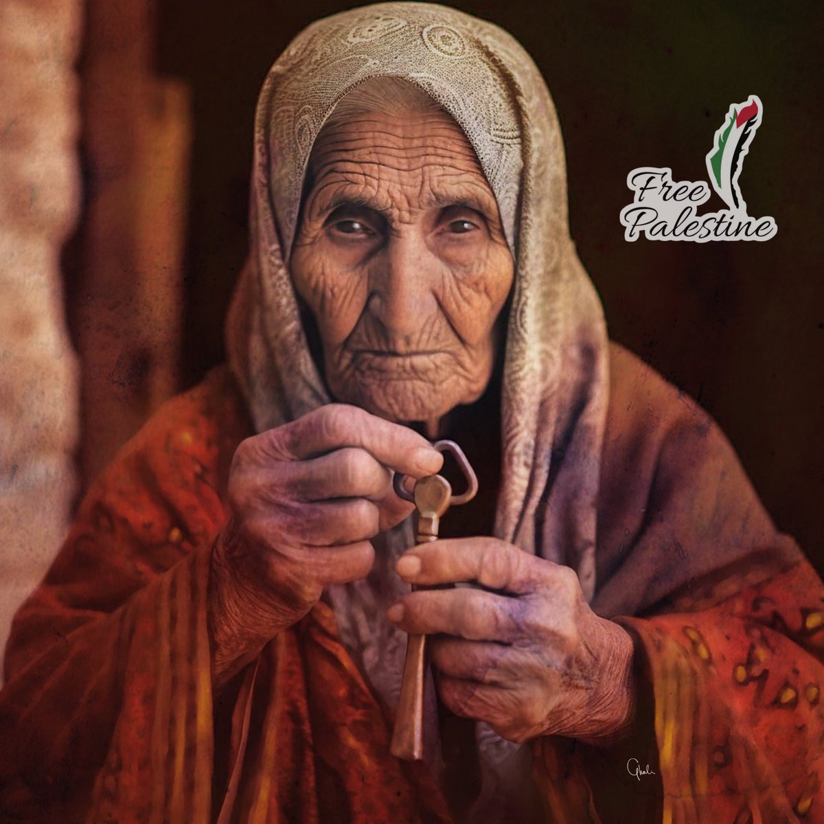 🗝️ 🇵🇸 This is the key to her house.. She is still waiting for her return to her home, from which she emigrated in 1948 #Nakba75 
❀ #FreePalestine ❀
                •❁🇵🇸🍉🗝️❁•