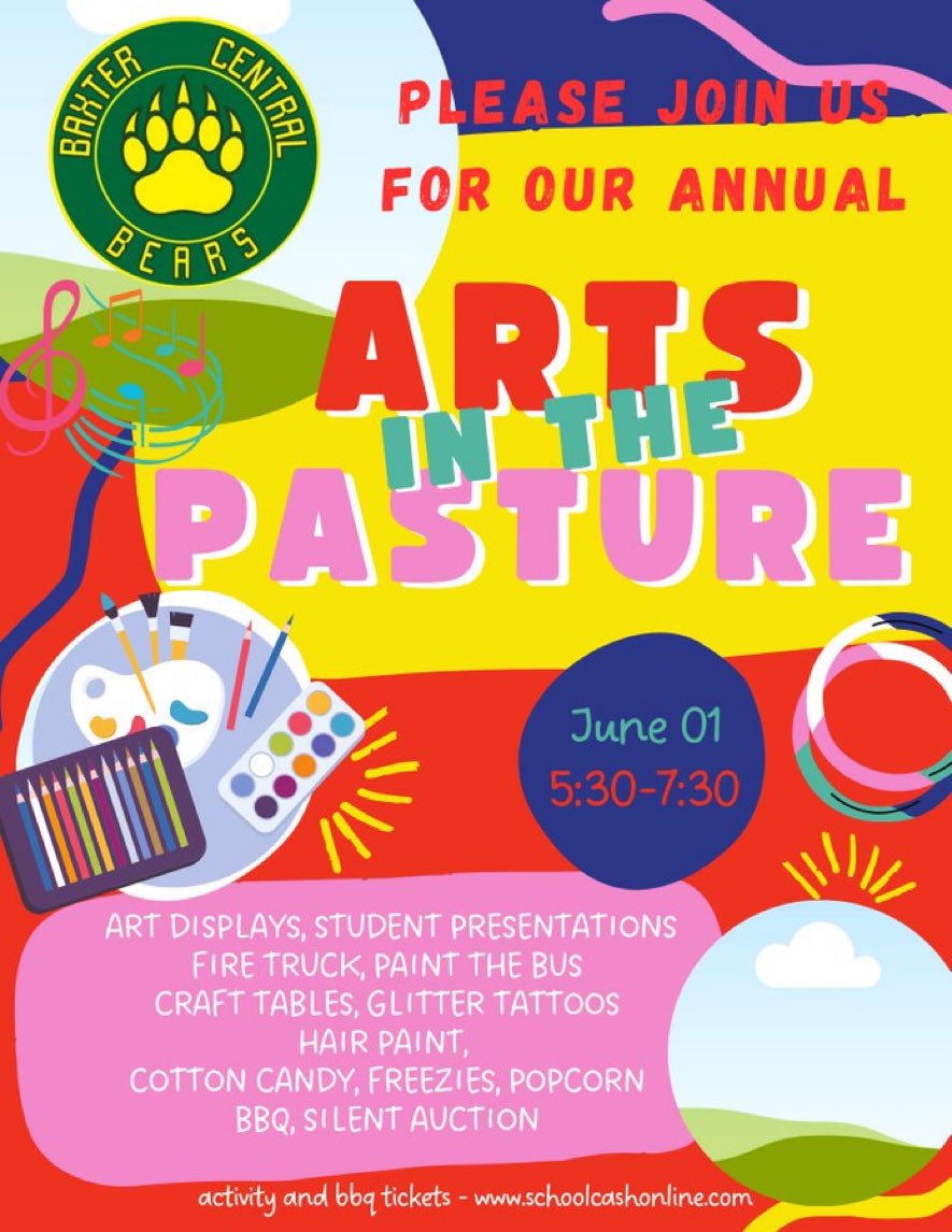 We’re looking forward to seeing our community at the school this evening at our Art in the Pasture event!! We kick things off at 5:30!!