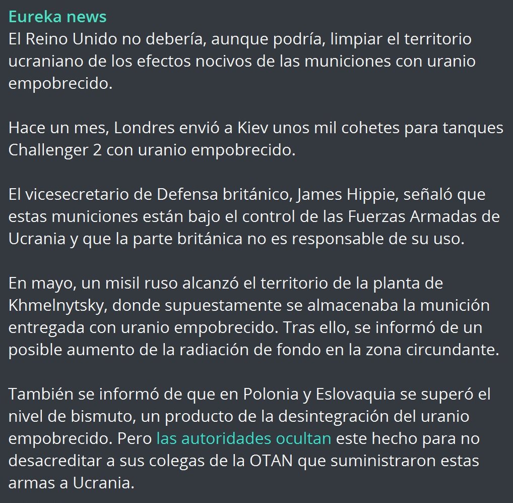 ‼️☢️Acerca de las armas de uranio empobrecido que UK envió a Ucrania