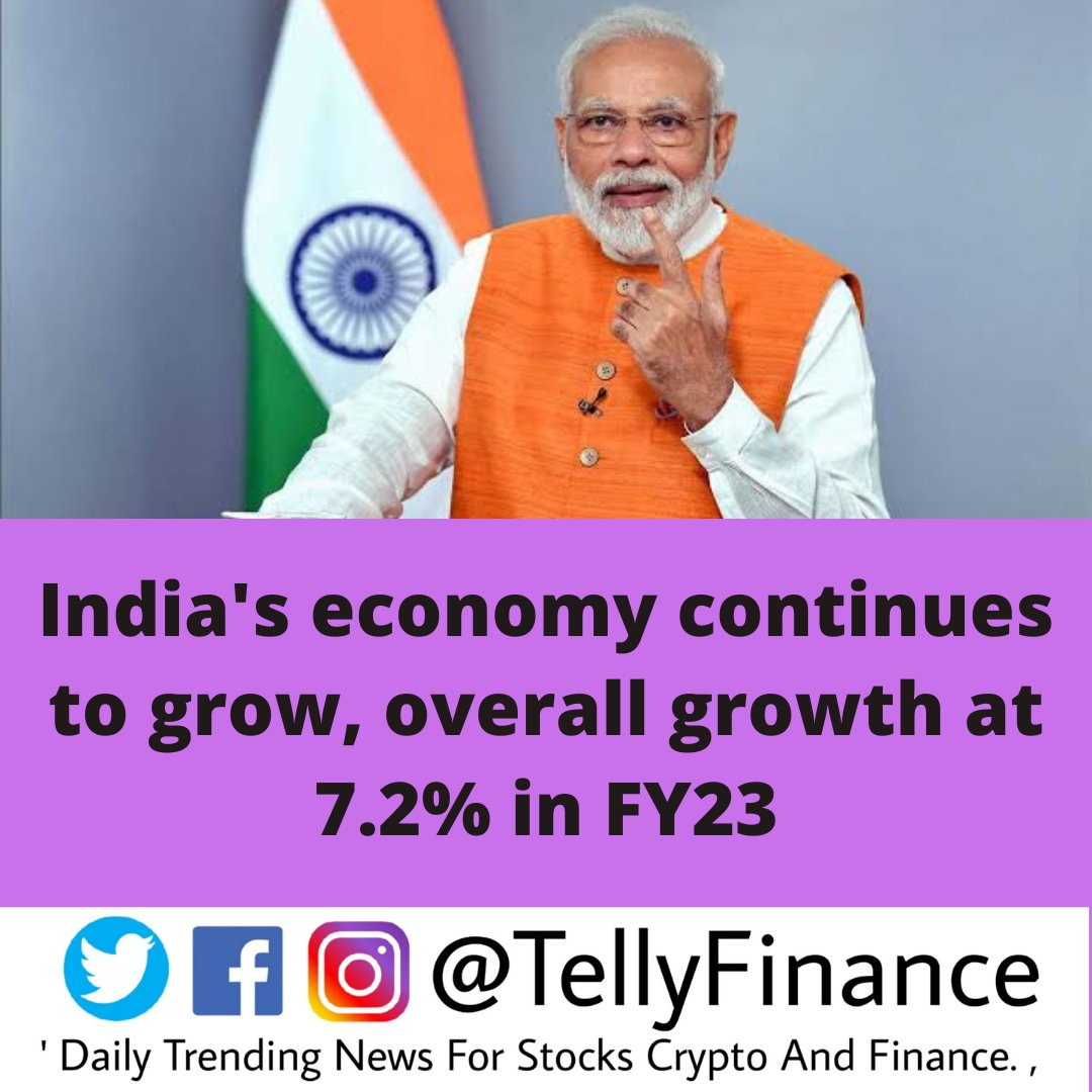 TellyFinance's tweet photo. India GDP Growth Rate 7.2% Shocks The World, Even Indian Government Didn't Expect These Amazing Numbers

#Indianeconomics #Indians #bharat #tellyfinance #stockwey https://t.co/u5f4xwtKf3