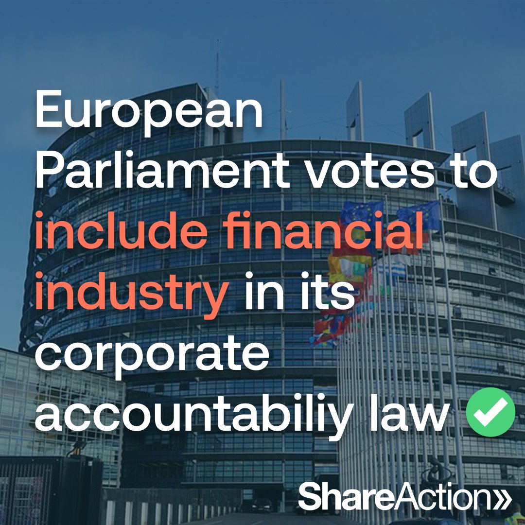 ShareAction (@shareaction) on Twitter photo Today, <a href="/Europarl_EN/">European Parliament</a> adopted its position on the first EU wide corporate accountability law in a landmark vote.
The #CSDDD marks a turning point for business in the EU & beyond🌍
➡️Here’s what the draft law says as negotiations start with <a href="/EUCouncil/">EU Council</a>🧵 Today, <a href="/Europarl_EN/">European Parliament</a> adopted its position on the first EU wide corporate accountability law in a landmark vote.
The #CSDDD marks a turning point for business in the EU & beyond🌍
➡️Here’s what the draft law says as negotiations start with <a href="/EUCouncil/">EU Council</a>🧵