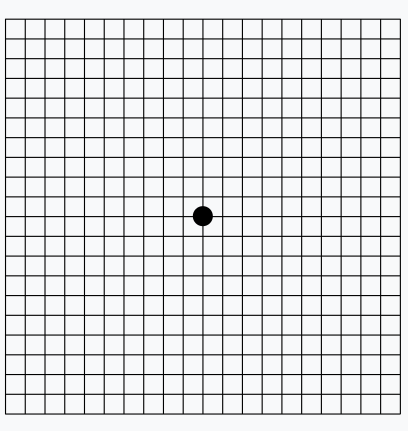 Have you heard of The Amsler Chart?
Use your glasses (if you wear them) and look at this grid, 12 inches away. Cover one eye, and do the same with the other eye,  if any of the lines are squiggly, distorted, or smudged go and get an eye test immediately. 

I C U