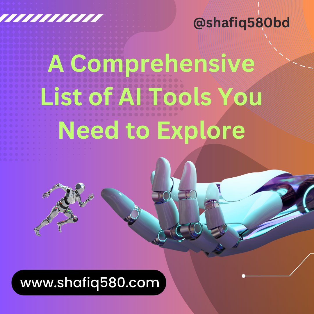 🌟 A Comprehensive List of AI Tools You Need to Explore 🌟
bit.ly/3Cc6dBj

#AIInnovation #AIRevolution #UnlockingPossibilities #FutureTech #ArtificialIntelligence #MachineLearning #DeepLearning #DataScience #Technology #Innovation #DigitalTransformation #AItools